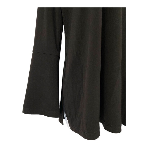 Michael Kors Black Stretch Pullover V Top Blouse Bell Sleeves Crisscross M - Picture 4 of 9